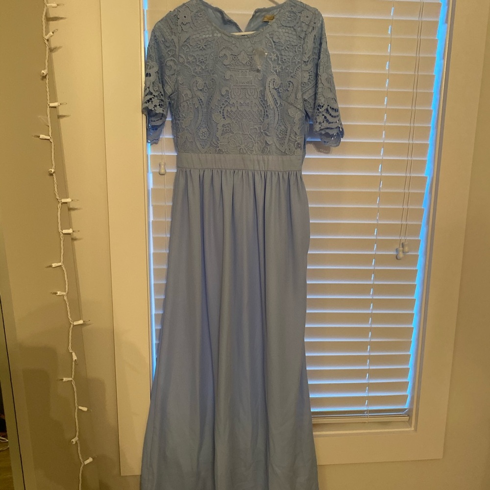One loved babe baby blue maxi dress NWOT
